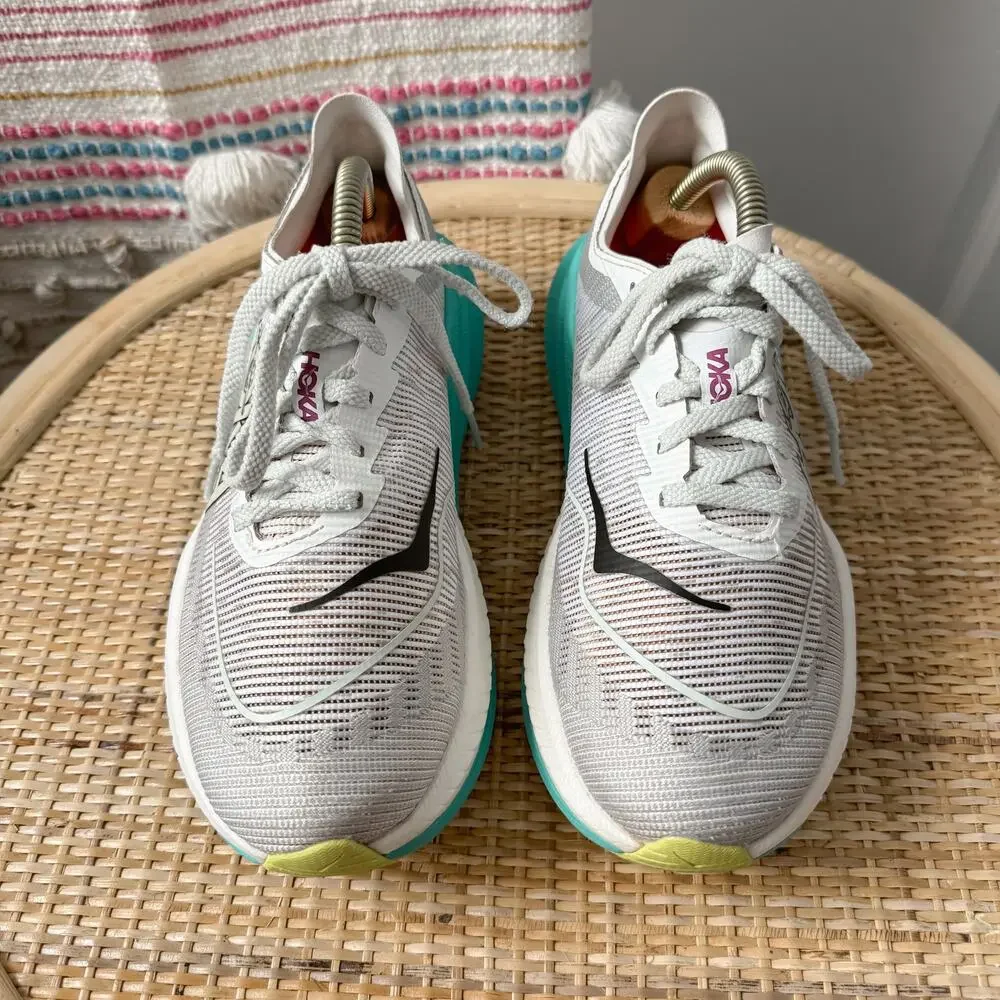 Hoka One One Mach X 2 White Aqua Road Running Sneakers Women’s Size 7 - Picture 3 of 8